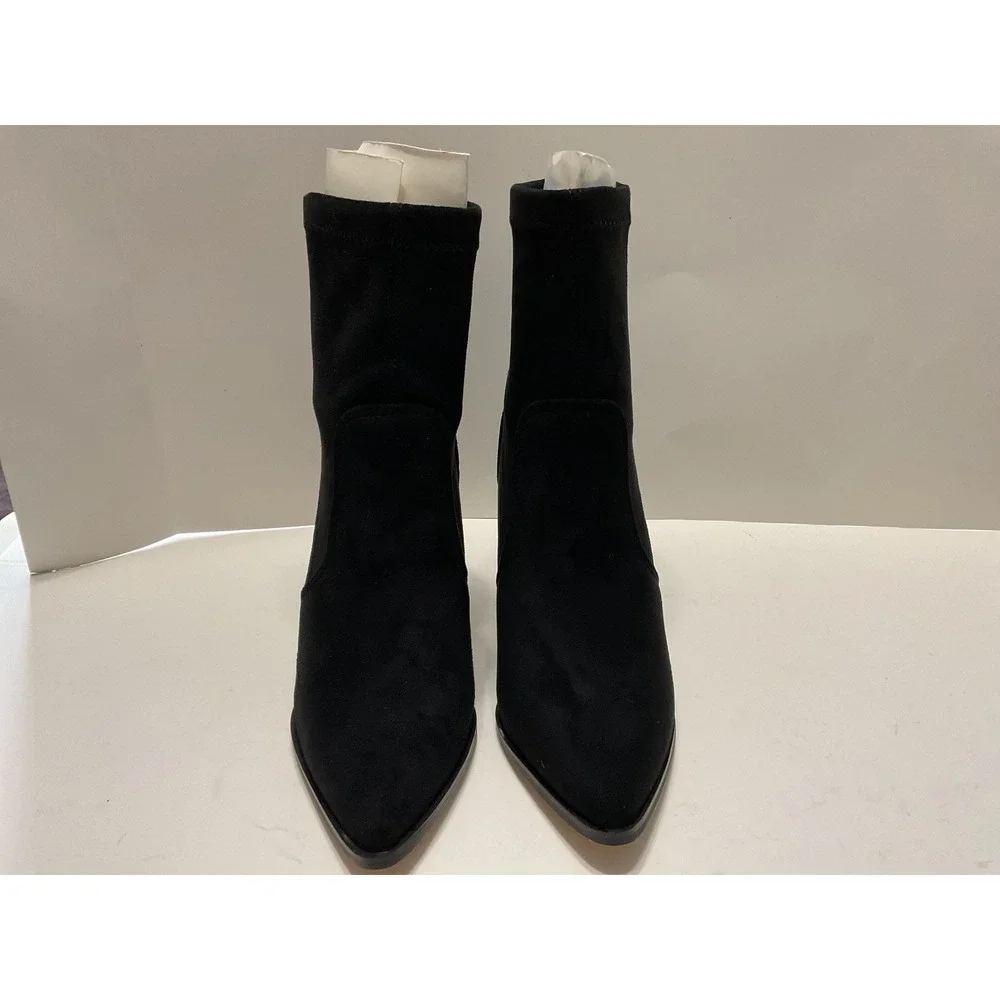 Modern Rebel Tori Black Faux Suede Pointed Toe Kitten Heel Ankle Boots Size8 Sh9